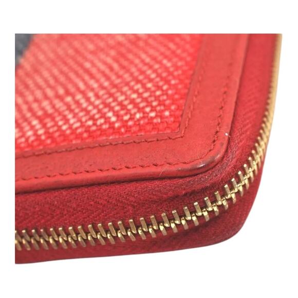GUCCI Logo Print Long Wallet Purse Canvas Leather Red - Picture 13 of 16